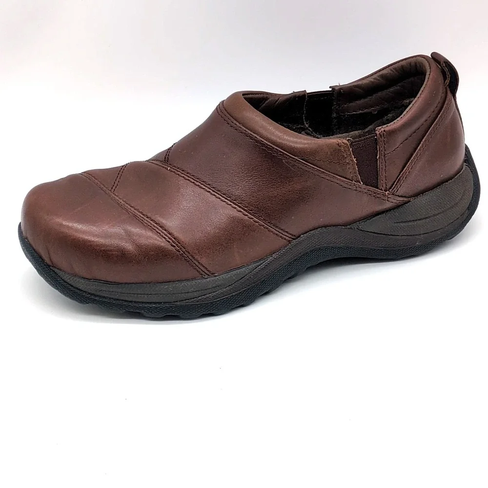 LL Bean Loafers Womens Brown 9 Wide Leather Walking Shoes Comfort Stretch 268707
